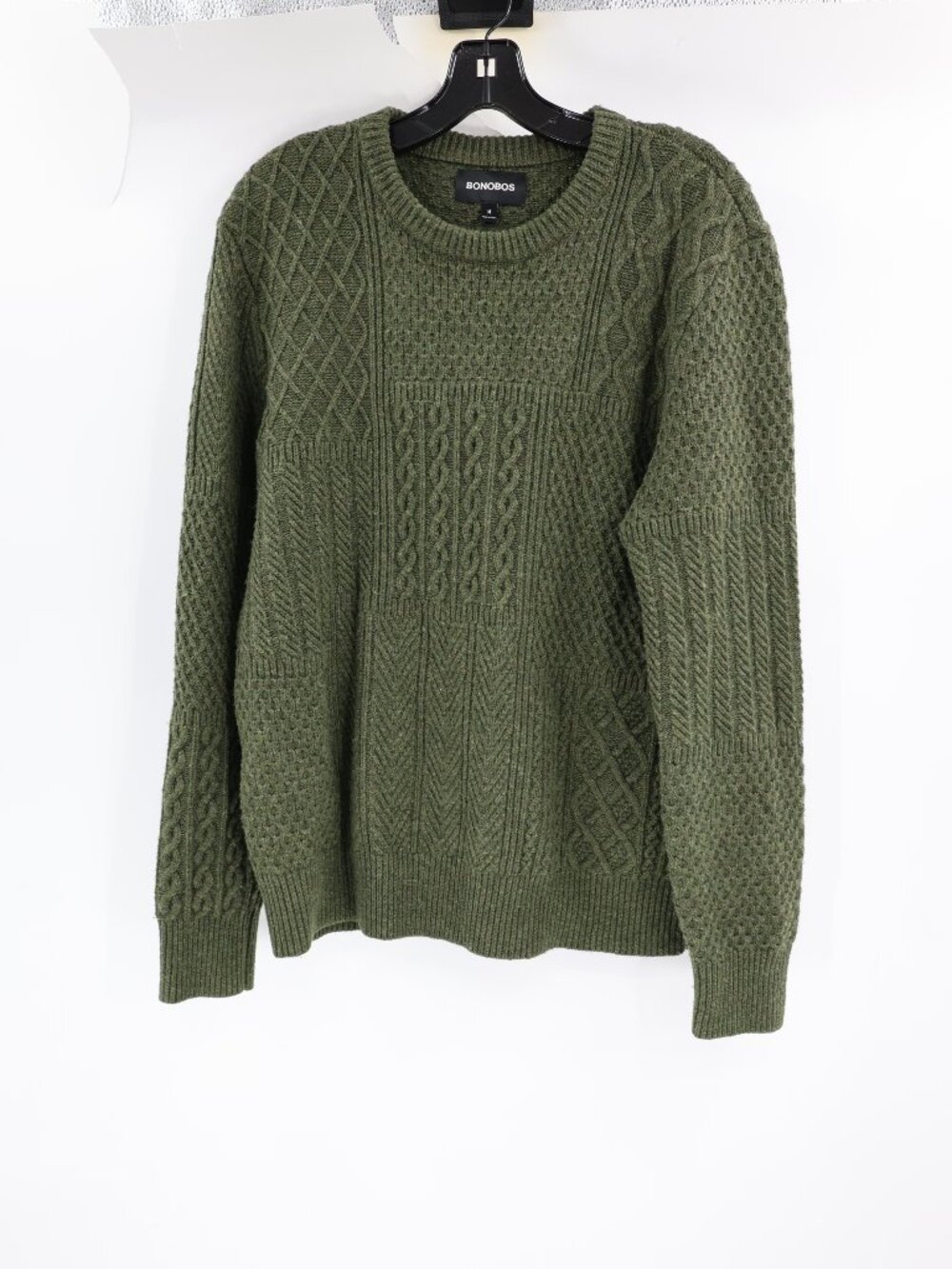 Bonobos Sweater Mens Medium Wool Nylon Cable Knit Crew Neck fisherman jumper